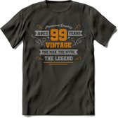 99 Jaar Legend T-Shirt | Goud - Zilver | Grappig Verjaardag Cadeau | Dames - Heren | - Donker Grijs - S