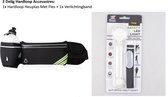 2 Delig Hardloop Accessoires: 1x Verlichtingband + 1x Hardloop Heuptas Met Fles- Voor 4~6.5inch Mobiel Telefoon Houder- Koptelefoon - Rennen Tas- Opberg - Licht/Waterdicht/Reflectie - Zwart -