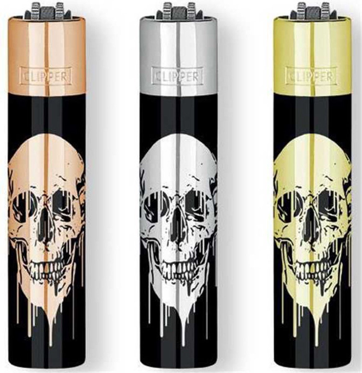 Goedkoopste Metalen Clipper aansteker - vuursteenaansteker - Skull - Brons
