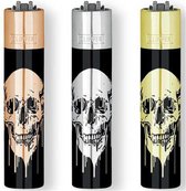 Metalen Clipper aansteker - vuursteenaansteker - Skull - Brons