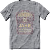 100 Jaar Legendarisch Gerijpt T-Shirt | Bordeauxrood - Ivoor | Grappig Verjaardag Cadeau | Dames - Heren | - Donker Grijs - Gemaleerd - S