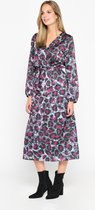 LOLALIZA Lange jurk met luipaard print - Donker Grijs - Maat 38