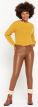 LOLALIZA Skinny broek van imitatieleer - Bruin - Maat 44