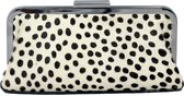 Clutch van leer wit met zwarte stip - lederen clutch met print zwart/wit