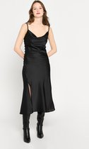 LOLALIZA Satijnen slip-on jurk - Zwart - Maat 46
