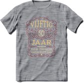 50 Jaar Legendarisch Gerijpt T-Shirt | Bordeauxrood - Ivoor | Grappig Verjaardag Cadeau | Dames - Heren | - Donker Grijs - Gemaleerd - S