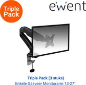 Enkele Monitor arm met gasveer | Monitor beugel voor 1 scherm 13-27 inch | VESA 75x75 - 100x100 | Draai- kantel- en zwenkbaar | Incl. USB en audio poorten | Ewent EW1515 | 3 Stuks