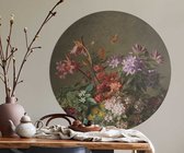 Behangcirkel 150cm Studio Wallz - Bloemen stilleven mix grijs bruin