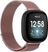 Fitbit Versa 3 Milanees Bandje - Metaal - Smart Watch - Stainless Steel Mesh - Fitbit Versa 3 - Roze