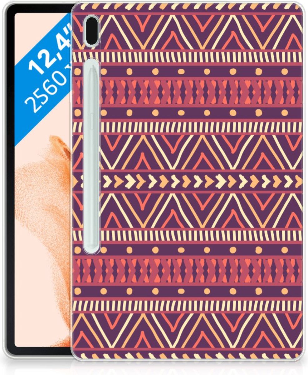 Samsung Galaxy Tab S7FE Hippe Hoes Aztec Paars