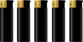 Angel Hervulbare Piezo / Klik Aansteker/ Aanstekers Black Gold Cap (5 stuks)