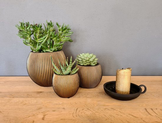 Capi Europe - Mix doos Vaas bol Groove goud - Goud - Bloempotten voor binnen - 5 jaar garantie - Cadeauset