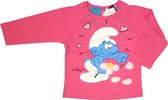 De Smurfen - Meisjes Kleding - Longsleeve - Roze - T-shirt met lange mouwen - Verliefde Smurf met Bloem - Maat 92