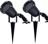 Prikspot Set van 2 met LED GU10 fitting - Zwart - buitenverlichting - tuinverlichting - zonder stekker - ip65 - waterdicht