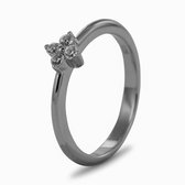 Silventi 9SIL-21834 Zilveren Ring - Dames - Zirkonia - Bloem - 5,6 x 5,9 mm - Maat 54 - Rhodium - Zilver