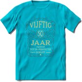 50 Jaar Legendarisch Gerijpt T-Shirt | Grijs - Ivoor | Grappig Verjaardag Cadeau | Dames - Heren | - Blauw - S