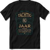 80 Jaar Legendarisch Gerijpt T-Shirt | Aqua - Ivoor | Grappig Verjaardag Cadeau | Dames - Heren | - Zwart - XXL