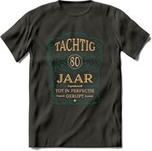 80 Jaar Legendarisch Gerijpt T-Shirt | Aqua - Ivoor | Grappig Verjaardag Cadeau | Dames - Heren | - Donker Grijs - L