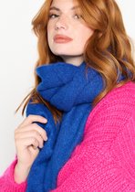 LOLALIZA Zachte sjaal met franjes - Blauw - Maat One size