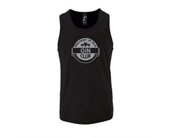 Zwarte Tanktop sportshirt met "Member of the Gin club" Print Zilver Size XXL