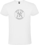 Wit T-shirt ‘New York Yankees’ Zilver Maat 4XL