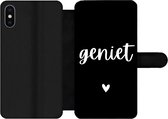 Bookcase Geschikt voor iPhone XS Max telefoonhoesje - Quotes - Spreuken - Geniet - Met vakjes - Wallet case met magneetsluiting