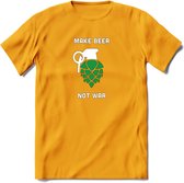 Make Beer Not War Bier T-Shirt | Unisex Kleding | Dames - Heren Feest shirt | Drank | Grappig Verjaardag Cadeau tekst | - Geel - 3XL