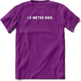 1.5 meter Bier T-Shirt | Unisex Kleding | Dames - Heren Feest shirt | Drank | Grappig Verjaardag Cadeau tekst | - Paars - XXL