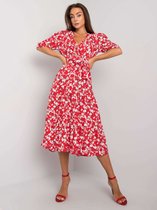 Rode jurk met bloemen Nikoletta RUE PARIJS MAAT L /French COLLECTION
