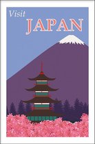 Walljar - Japan Roze Tempel - Muurdecoratie - Poster met lijst