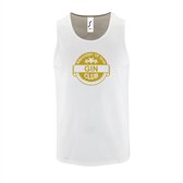 Witte Tanktop sportshirt met "Member of the Gin club" Print Goud Size XL