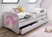 Kocot Kids - Bed babydreams wit fee met vlinders met lade met matras 140/70 - Kinderbed - Wit