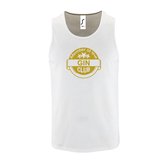 Witte Tanktop sportshirt met "Member of the Gin club" Print Goud Size M