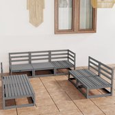 vidaXL 7-delige Loungeset massief grenenhout grijs
