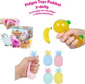 Fidget Toys pakket onder de 15 euro - 3 Delig - Ananas Stressbal - Banaan Stressbal - Eenhoorn Stressbal