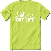 Cat Life - Katten T-Shirt Kleding Cadeau | Dames - Heren - Unisex | Kat / Dieren shirt | Grappig Verjaardag kado | Tshirt Met Print | - Groen - S