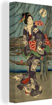 Canvas Schilderij Japanse houtsnede van Utagawa Hiroshige - 20x40 cm - Wanddecoratie