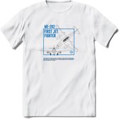 ME-262 Vliegtuig T-Shirt | Unisex leger Kleding | Dames - Heren Straaljager shirt | Army F16 | Grappig bouwpakket Cadeau | - Wit - M