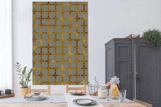 Motif de Luxe aubes avec détails dorés sur fond gris 120x180 cm - Tirage photo sur toile (Décoration murale salon / chambre) XXL / Groot format!