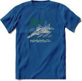 F-15 Vliegtuig T-Shirt | Unisex leger Kleding | Dames - Heren Straaljager shirt | Army F16 | Grappig bouwpakket Cadeau | - Donker Blauw - 3XL