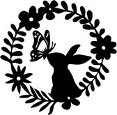 raamsticker - muursticker - pasen - konijn en vlinder - lente - voorjaar - vinylsticker