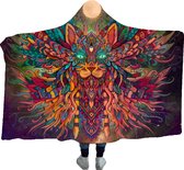 Hood'up - Hoodie deken – Cat - Fleece deken - Deken met capuchon – 200 x 150 cm – Dubbel gevoerd – Yoga deken – Uniek design