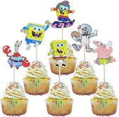 Cupcake Decoratie - SpongeBob SquarePants - Taarttopper - Prikkers - 12 stuks