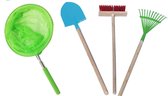 Pro Line - Tuin gereedschap kinderen - 4 Delig - Hark - Schep - Bezem - Schepnet