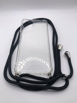Anti Shock Siliconen Backcover met Zwart Koord - Geschikt voor Samsung Galaxy A12 - Stoot rubber Siliconen - Transparant