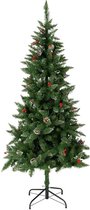 180cm Berry & Cone Voorverlichte Kerstboom - Groen rode bessen dennenappels.