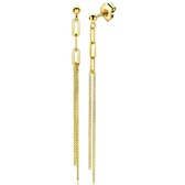 Zinzi zilveren oorstekers extra 14K geel verguld dubbele ketting en paperclip schakel 85mm ZIO2262G