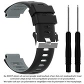 Zwart Grijs siliconen horloge bandje voor de Garmin Forerunner 220, 230, 235, 620, 630, 735XT, Approach S20, S5 & S6 - horlogeband - Maat: zie maatfoto - polsband - strap - siliconen - rubber