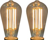 Led Lamp E27 - Edison - 4W (vervangt 40w) - Goud - Vintage - Rustiek - Dimbaar - Retro look - Amber kleurig - Goud kleurig - Extra warm wit licht - 2 Stuk