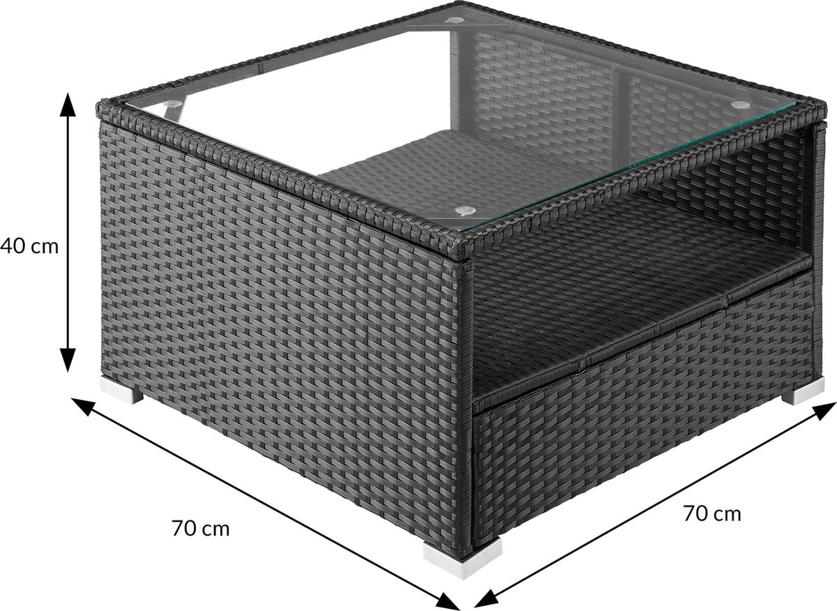 Casaria Polyrattan Loungeset - Incl. Kussens Tafel - Zwart Crème thumbnail 7